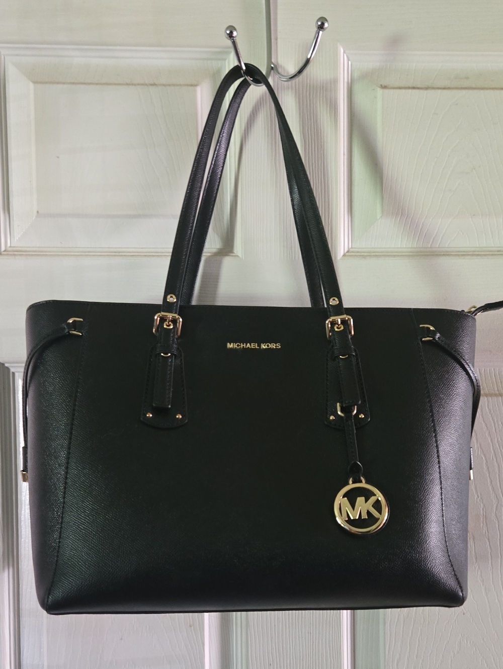 Michael Kors Black Saffiano Tote with Gold Hardware